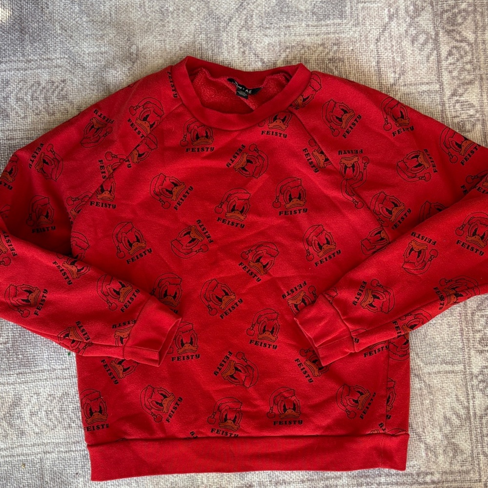 Disney X AE Men's Sweatshirt Donald Duck feisty Christmas